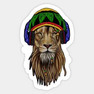 Rasta Lion, Reggae Music, Jamaican Sticker